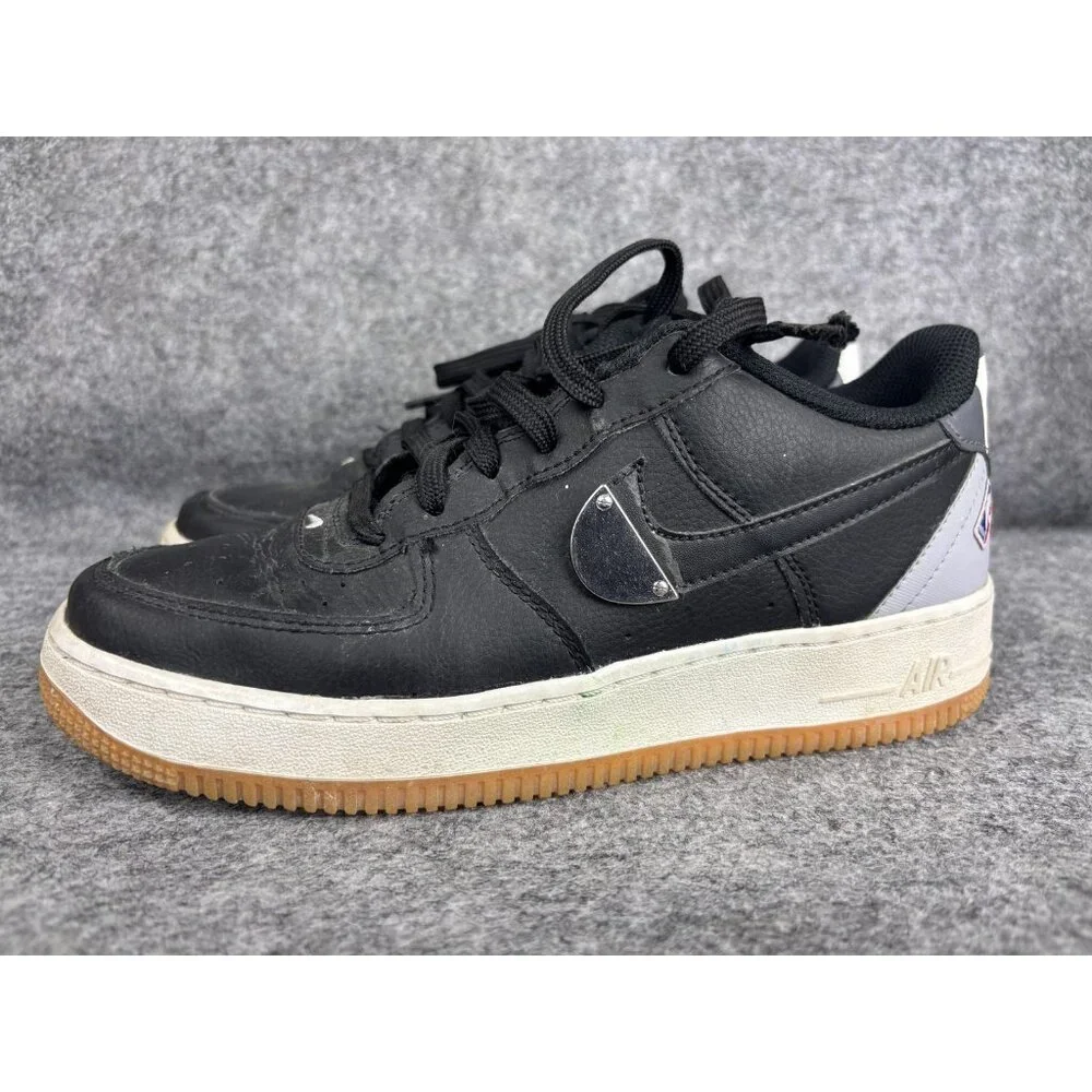 Nike‎ Air Force 1 Low Shoes Youth Size 6.5Y Black Gray Gum NBA Patch CT3842-001